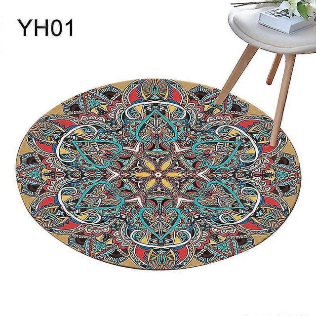 CHAO Alfombra redonda con diseño de mandala de 80 x 80 cm, para el suelo, para dormitorio, sala de estar, decoración YH01