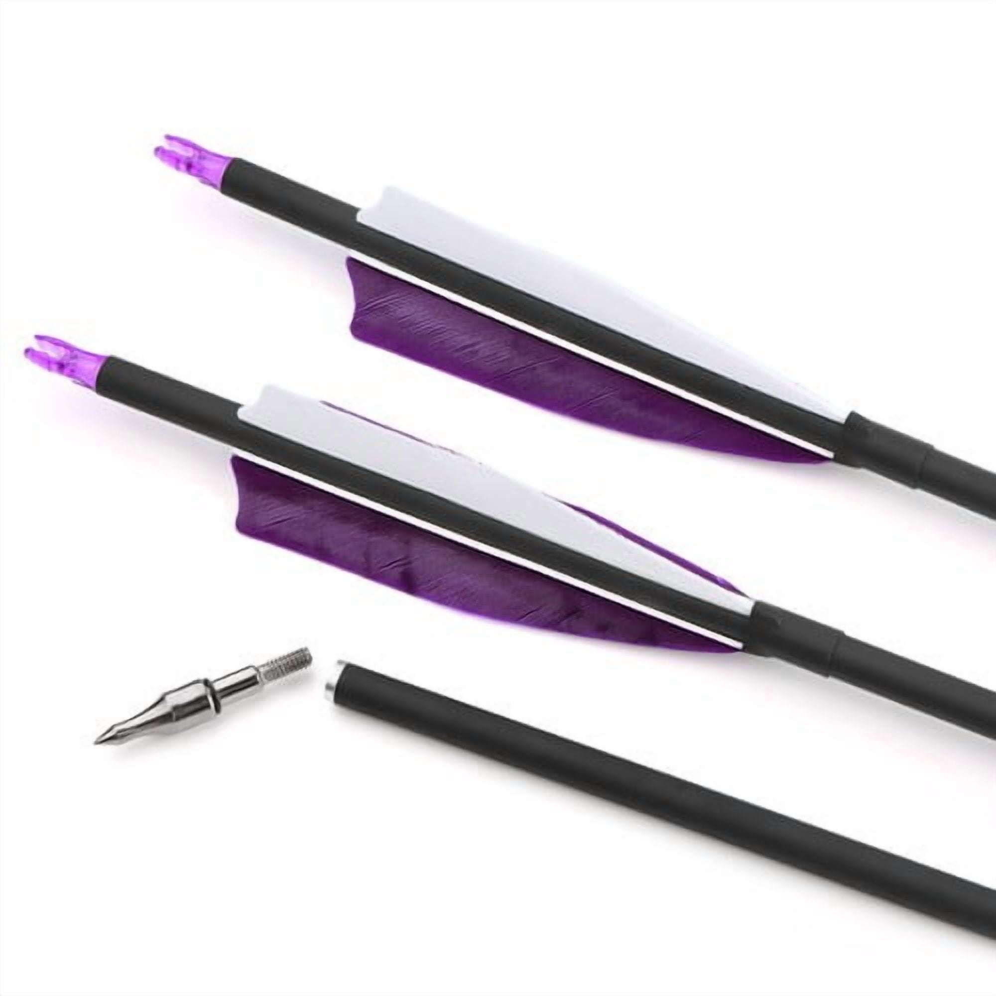12pcs 30" Carbon Arrows with Real Turkey Feathers – Durable, Straight, and Well-Balanced Archery Arrows for Compound and Recurve Bows, Ideal for Hunting, Target Shooting, and Outdoor Practice