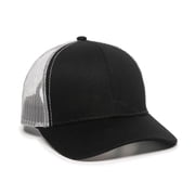 Outdoor Cap Blank Trucker Hat – Low Profile Structured Cotton Baseball Cap with Mesh Back, Adjustable Snapback, One Size, Black/White