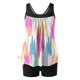 thumbnail image 5 of Trajes de baño Amzcrzy Tankini para mujer, bikini de control de abdomen para mujer, traje de baño conservador de cintura alta, estampado de moda, traje de baño de dos piezas multicolor, 2XL, 5 of 5