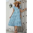 thumbnail image 2 of Fantaslook Dresses for Women Summer Casual Boho Dress Floral Print Ruffle Sleeve Midi Beach Dresses, 2 of 7
