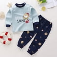 thumbnail image 2 of HCNTES Toddler Baby Boy Clothes 6 12 18 24 Months 2T 3T Fall Winter Outfit Long Sleeve Sweatshirt Tops Pants Set(W383-Dark Blue,4-5 Years), 2 of 4