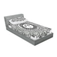 thumbnail image 2 of Ambesonne Black White Fitted Sheet & Pillow Sham Set, Mandala Boho Floral, Twin, White and Black, 2 of 2