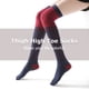 thumbnail image 5 of Calcetines hasta el muslo con punta alta para mujer, calentador de piernas antideslizante a rayas co yeacher Talla única, 5 of 7