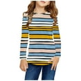 thumbnail image 2 of Ashirexll Girls Long Sleeve Shirts, Fall Shirts, Long Sleeve Shirts for Girls 3-14 Years Striped and Plaid Shirts Round Neck Casual Fall Clothes, 2 of 5