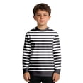thumbnail image 2 of YMNXA Childrens Kids Boys T Shirts Long Sleeve Round Neck Striped Print Comfortable Breathable Layering Top For Casual Daily Wear,Black,3-4 Years, 2 of 6