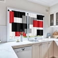 thumbnail image 6 of Red Kitchen Curtains 36 Inch Length Black Grey White Window Short Tier Curtains Over Sink Set of 2, Modern Abstract Geometric Art Small Kitchen Decor 26x36 Inch, 6 of 6