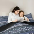 thumbnail image 4 of jejeloiu Rustic Western Aztec Bedding Comforter Set,Retro Bohemian Geometric Twin Comforter Sets,Purple Blue Triangle Rhombus Bedding Set For Men Women,Home Decor Reversible,2pcs, 4 of 7