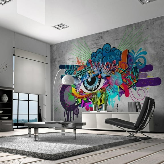Tiptophomedecor Peel and Stick Street Art Wallpaper Wall Mural - Graffiti Eye - Removable Wall Decals