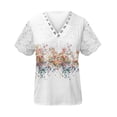 thumbnail image 2 of TaTaai Spring Floral Printed Pullover for Women， V Neck Short Sleeve Casual Top， Lightweight Loose Fit Blouse for Daily Outfits Gift, 2 of 5