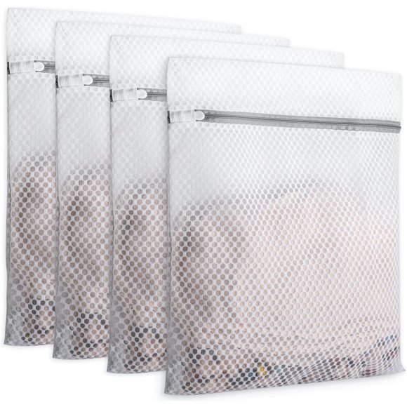 DAIKOYE Laundry Bag 4 Pcs Mesh Laundry Bags 12 x 16 Inches Durable Zipper Mesh bag Mesh Wash Bags Lingerie Bags for Washing Delicates Laundry Bags for Traveling Delicates Bag for Washing Machine