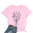 thumbnail image 2 of Chandail pour Femmes Été Décontracté Hauts pour Femmes Femmes Col Rond Manche Courte Quotidien Texte Botanique Floral Haut Chat T-Shirt Adulte Femme Vêtements Rose Taille m, 2 of 4