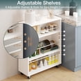 thumbnail image 5 of Wonline Modern Slim Storage Rolling Cart with 3-Tier Adjustable Shelving Organizer for Kitchen,Bathroom,Laundry Room(White), 5 of 9