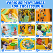 INFLATEFLY Inflatable Water Slide, 9-in-1 Bounce House Water Park with Trampoline, Pool, Climbing Wall, Water Cannon, Slides and Basketball Hoop, Kid Bouncy Castle for Outdoor Indoor Backyard Fun