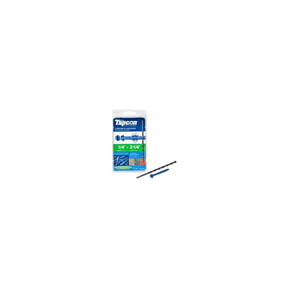 Tapcon 24325 Concrete Anchors, Hex Washer Head, Steel, 1/4 x 2.25-In., 75-Pk. - Quantity 1