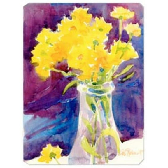 Carolines Treasures  Yellow Flowers in a vase Mouse Pad