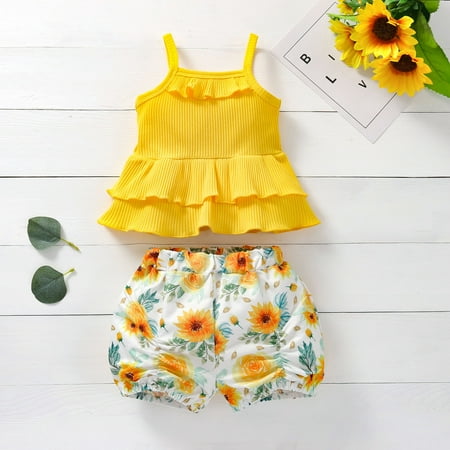 

CHGBMOK Clearance Toddler Baby Girls Small Floral Print Sling Clothes Comfortable Cute Tow-Piece