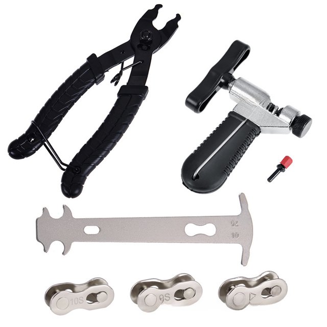 Premium Bike Chain Maintenance Tool Set: Durable Chain Splitter, Chain Checker, Magic Buckle Pliers & 3 Pairs of Quick Links – Compact, Lightweight Kit for Mountain/Road Bikes, Easy to Use for