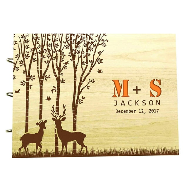 Tree Wedding Guest Book With Deer Personalized Name And Date Scrapbook Photo Albums Book