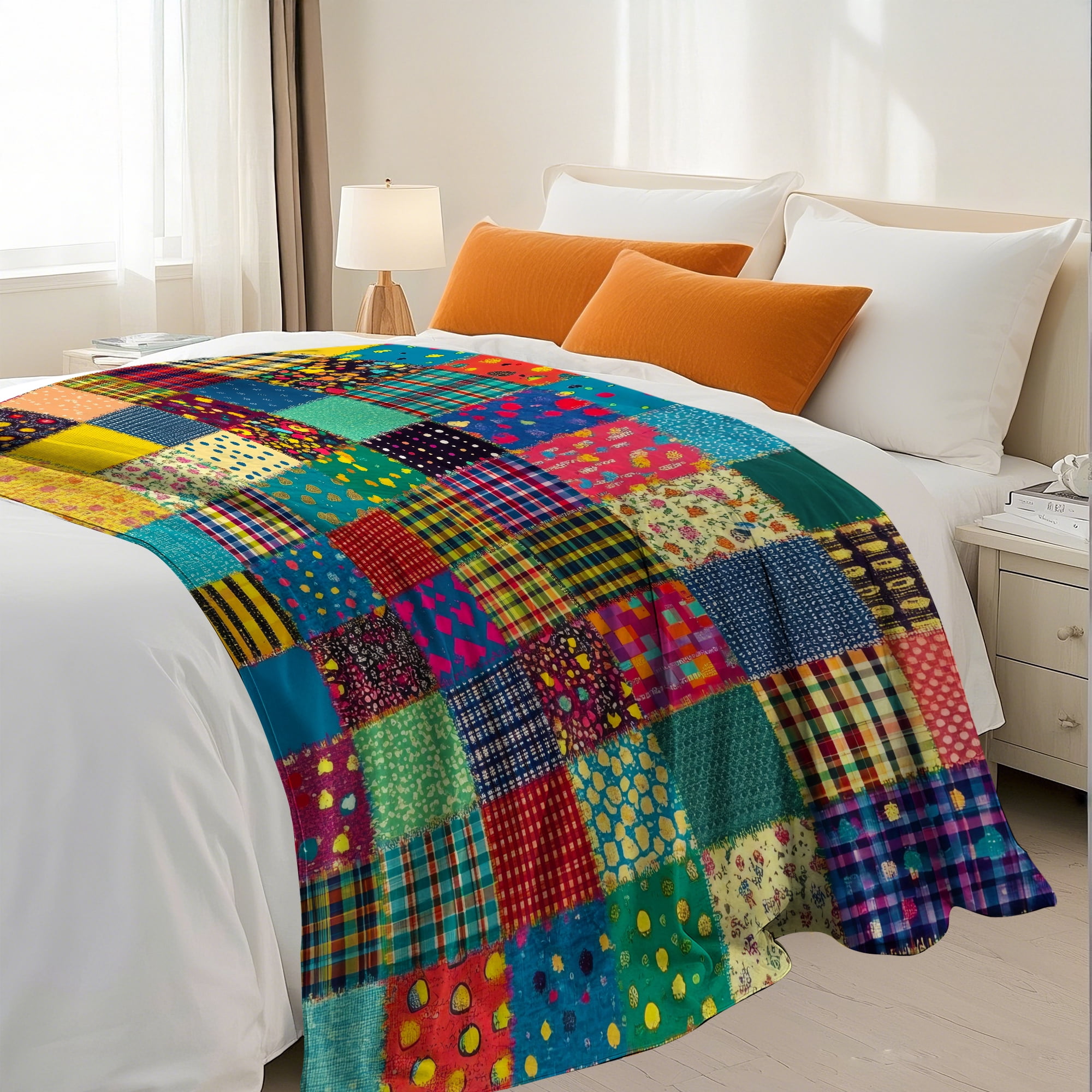 Flannel Fleece Throw Blanket, Soft Large Throw Blanket, Lightweight Cozy Plush Throw Blanket Fit Sofa Bed, 30"x40", Patchwork Floral Pattern