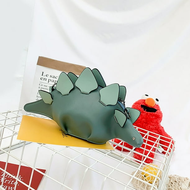Women Cartoon Hit Color Dinosaur Shoulder Bag Leather Mini Purse