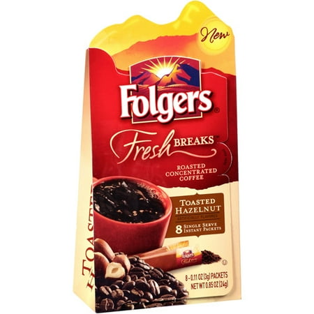 Folgers Fresh Breaks Toasted Hazelnut Instant Coffee, 0.11 oz, 8 count