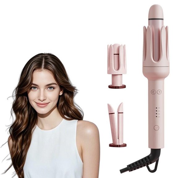 GENAI A719 2-in-1 Professional 28mm Ceramic Ionic Flat Iron Hair Straightener, Rotating, Pink