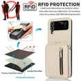 thumbnail image 6 of Allytechgroup Galaxy Z Flip 4 Wallet Case for Women Girls, Crossbody Shoulder Strap RFID Blocking Shockproof Cards Slots PU Leather Case Cover, Apricot, 6 of 7
