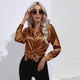 thumbnail image 2 of Women's Button Down Shirt Satin Silk Long Sleeve Blouse Formal Work Top Point Collar Vintage Shirt Work Office Silky Shirts Tops S-XL, 2 of 9