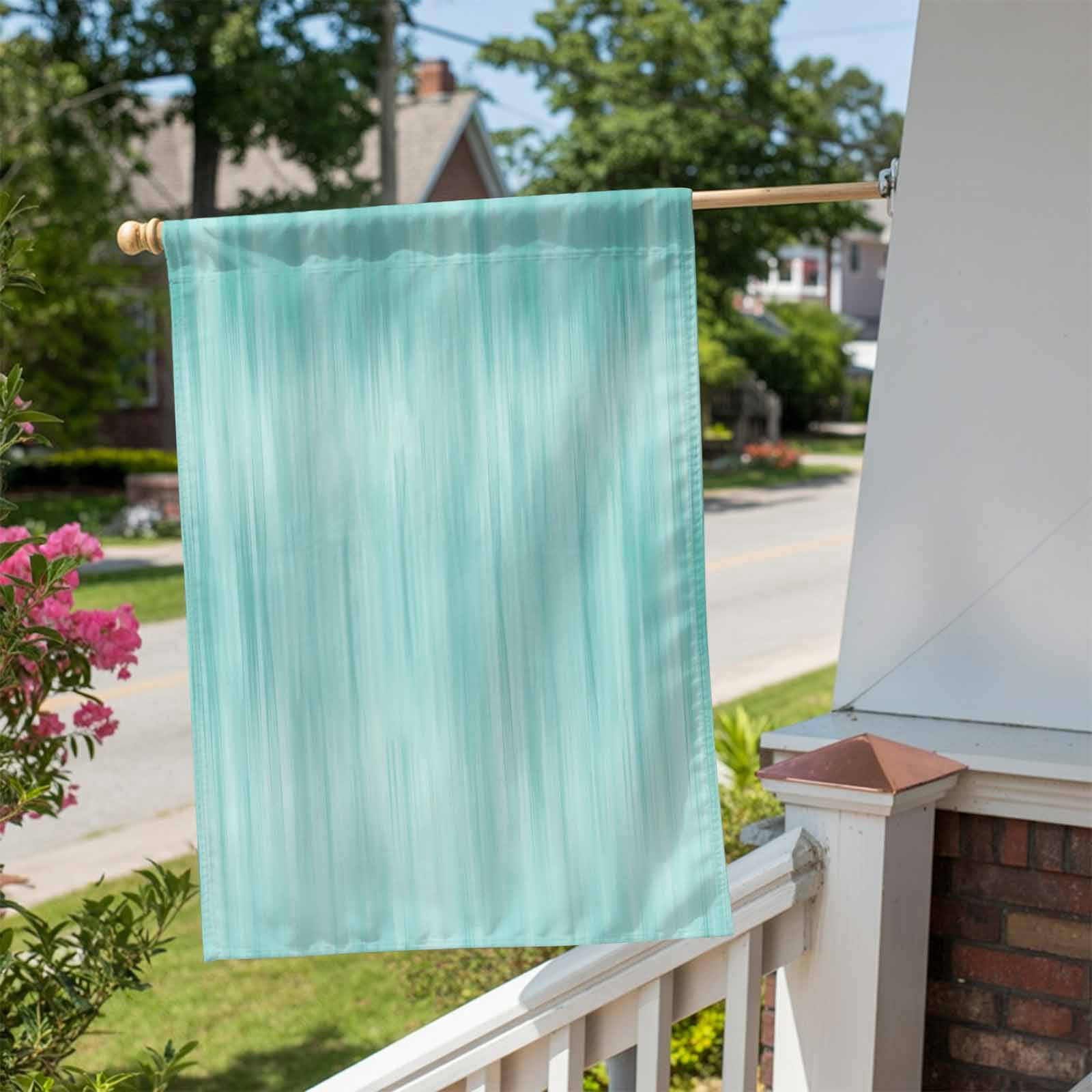 Turquoise Ombre Striped House Flag 28 x 40 Inches, Modern Abstract Art Weather Proof Outdoor Patio Flags Double Sided Small House Decoration for Yard Lawn Outside Home