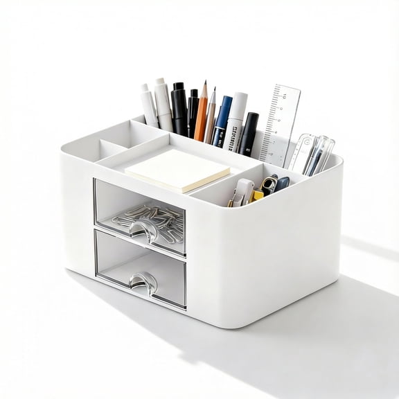 ZWHong Desk Organizer with 7 Compartments for Stationery, Cosmetics, Jewelry Storage (White)