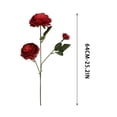 thumbnail image 3 of 7 Bundles 3-Heads Faux Silk Peony Flowers Realistic Fake Floral Stems Home Wedding Table Centerpiece Vase Decor,Red, 3 of 6