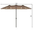 thumbnail image 2 of Costway 15Ft Patio Double-Sided LED Market Umbrella Crank Solar Powered Tan, 2 of 10