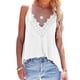 thumbnail image 1 of Top de encaje de ganchillo floral sin mangas con cuello en V ribete de encaje Camisetas sin mangas fluidas para fiesta Fecha de vacaciones, 1 of 6