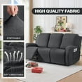 thumbnail image 2 of Recliner Couch Covers Reclining Couch Covers for 3 Cushion Sofa Slipcovers Stretch Soft Washable (Three-Seater, Dark Gray), 2 of 7
