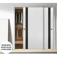thumbnail image 3 of Sliding Closet Bypass Doors 84 x 84 inches | Planum 0040 White Silk with Black Glass | Sturdy Rails Moldings Trims Hardware Set | Wood Solid Bedroom Wardrobe Doors, 3 of 6