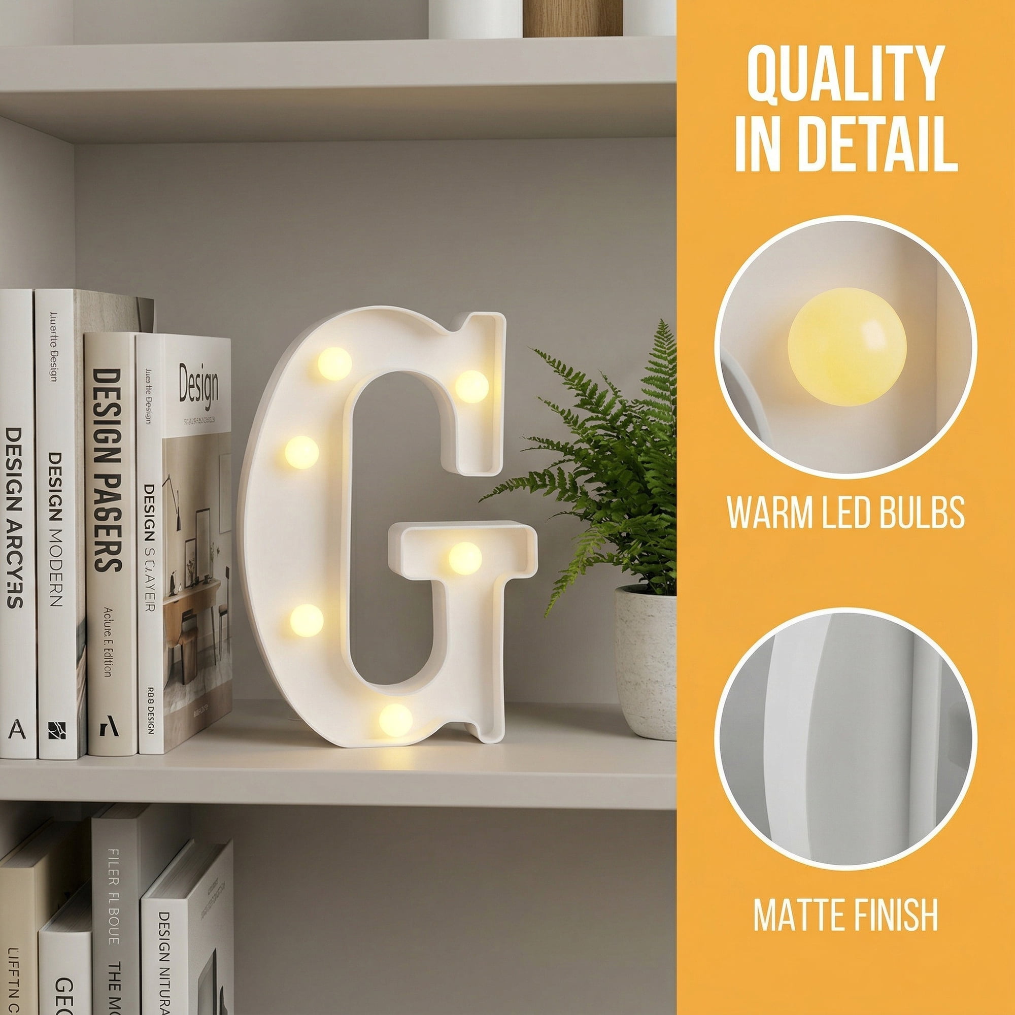 Unique Bargains Marquee Letters With Lights LED Light Up Signs Letter G 5.5"L x 1.3"W x 8.1"H