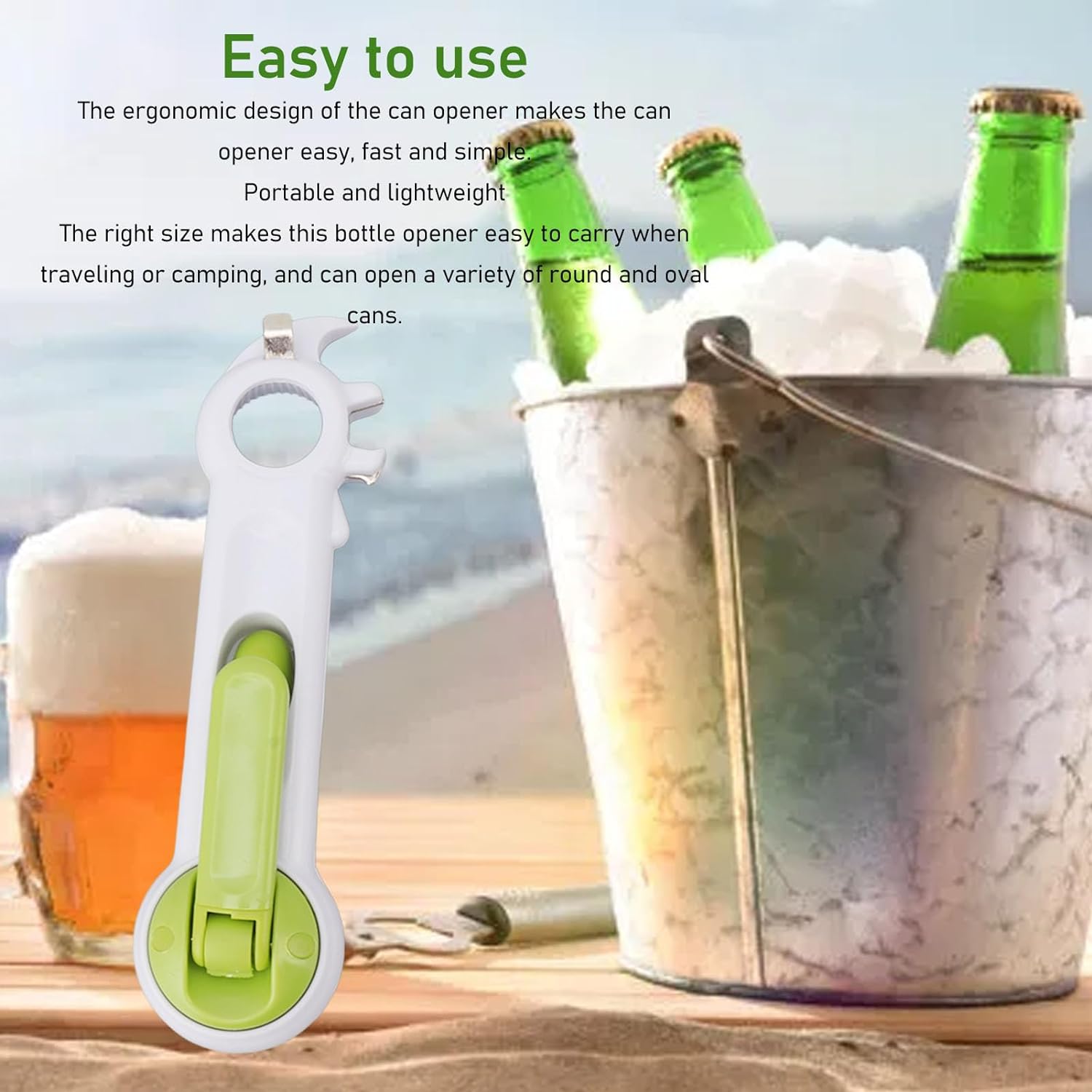 FRKSMD-6 in 1 ABS Manual Multi Function Can Opener Lightweight Portable Can and Jar Opener for Drinks Beer Bottles Daily Kitchen Use