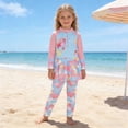 thumbnail image 2 of ZXLBBD Girl Swimsuits 2 Piece Rash Guard Sun Protection Rainbow Color Bathing Suits with Swim Pants Kids Child Cute Casual Beah Swimming, 2 of 4