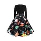 thumbnail image 2 of Vestido de fiesta de Halloween y Navidad para mujer, manga larga, corte A, falda grande, vestido de cóctel, festival, carnaval y vestido con cinturón de lazo, 2 of 5