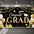 thumbnail image 3 of Gold Grad Cap Graduation Banner Colorful Stars Grad Backdrop Confetti Design Black Background Academic Background for Graduation Party College Graduation Grad Photo Shoot, 3 of 5
