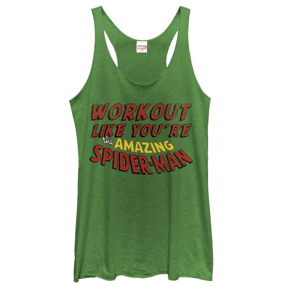 Women's Marvel Work Out Like Spider-Man  Racerback Tank Top Envy Green Small