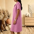 thumbnail image 4 of SAWOBUUN Womens Casual Shirt Dress Short Sleeve Collared Button Midi Dress Loose Fit Tunic Sundress with Chest Pocket, 4 of 6