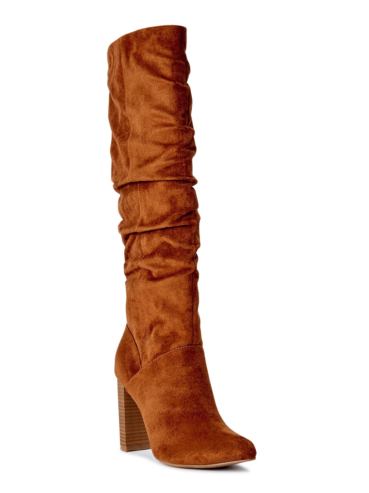 Scoop Women's Faux Suede Knee High Scrunch Boots