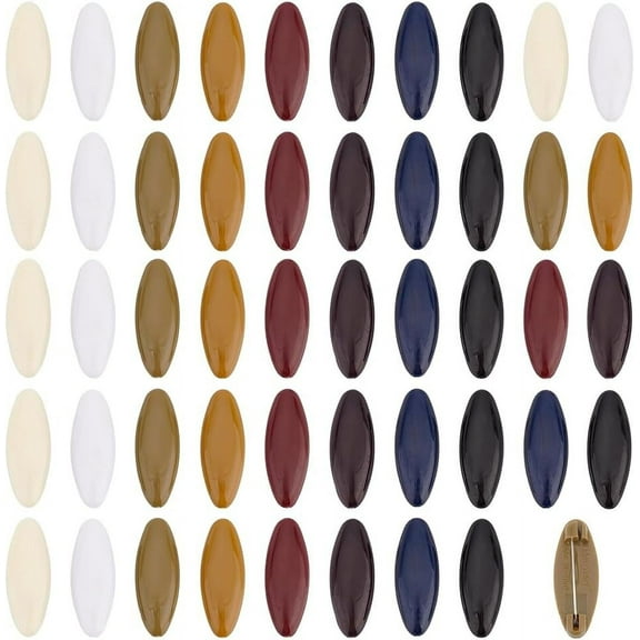 48pcs Scarf Safety Pins Plastic Brooch Pins Hollow Oval Hijab Pins Headscarf Decoration Pin Scarf Hijab Pins Safety Locking Cloth Nappy Pin for Women Muslim Scarf Clothing - 6 Colors