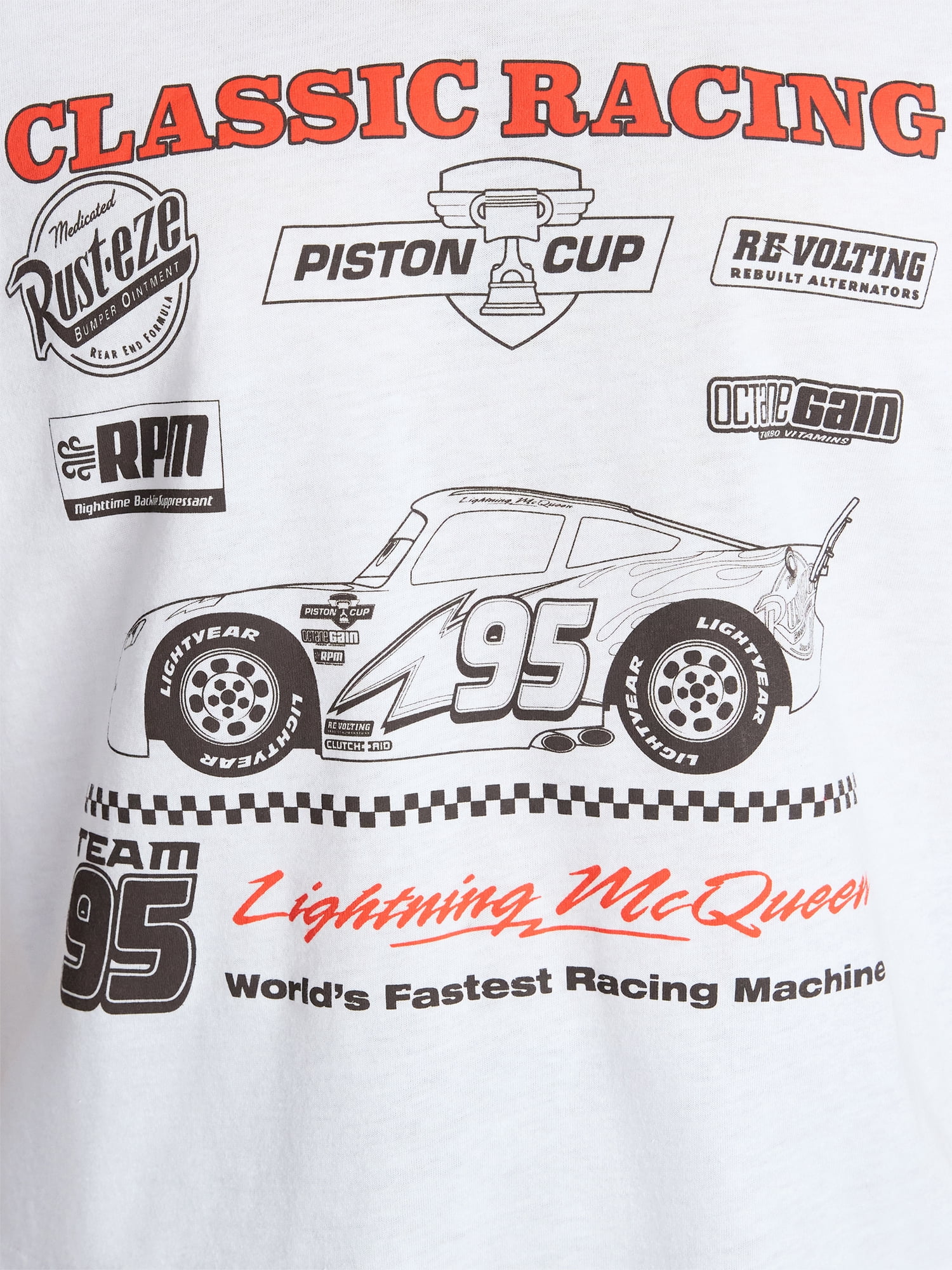Disney Cars Women's Lightning McQueen Front Back Graphic Tee with Short Sleeves, Sizes XXS-XXL