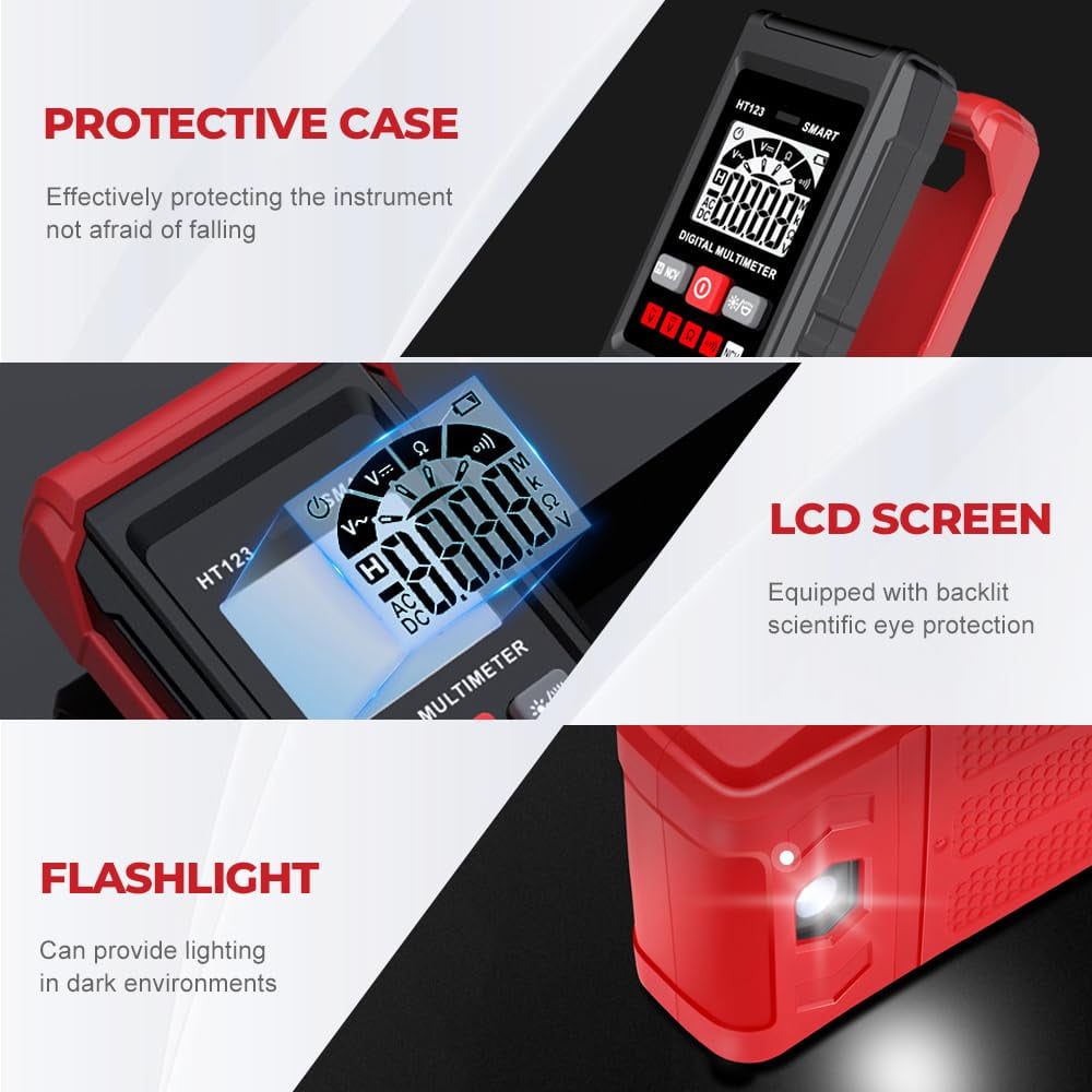 Automatic Digital Multimeter, 2025 New Auto-Ranging Voltmeter, Electric Meter Tester Tool Smart Measurement, Non Contact Volt DC Amp Meter Tester Digital Voltmeter for Ac/Dc Voltage (1PC)