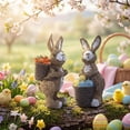 thumbnail image 1 of Set de adornos de resina de conejo de Pascua - Figuritas de primavera caprichosas • Decoración de mesa en ventana • Decoración duradera hecha a mano de Pascua • Estatuas de 2 piezas • Regalo festivo, 1 of 9