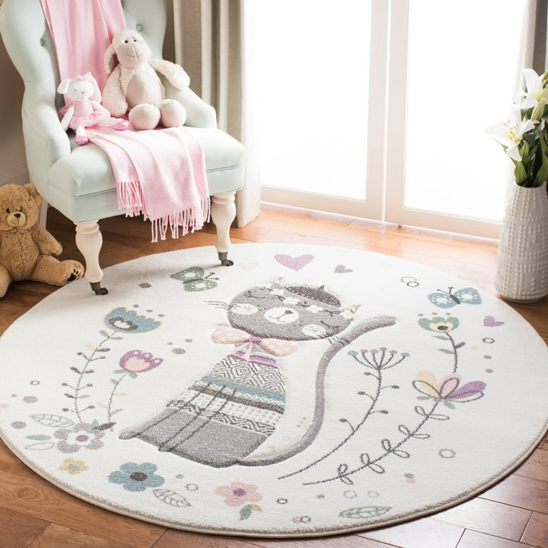 Safavieh Carousel Kids Kitty 4 x 6 Ivory/Pink Indoor Kids Area Rug