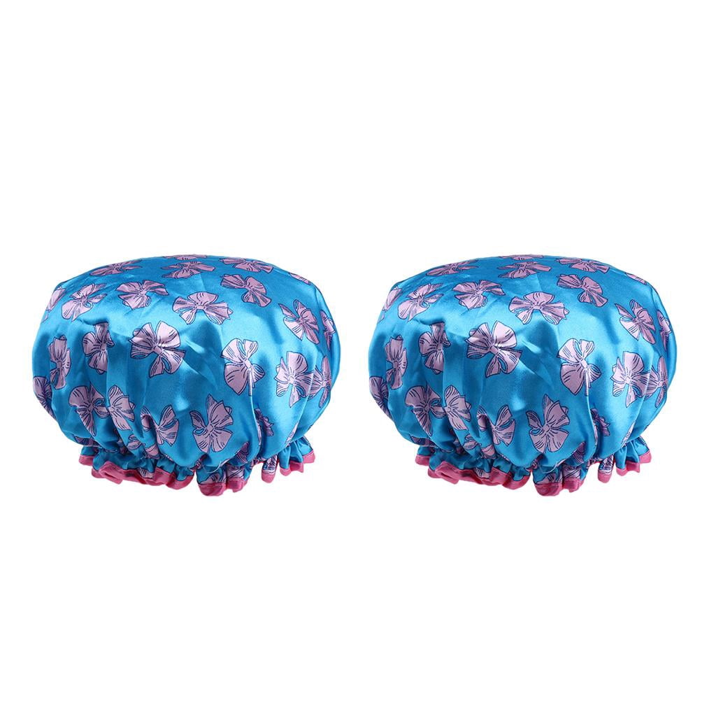 TOOYFUL 5x2 Pieces Waterproof Reusable Shower Cap Bath Hat for Women Lady Dark Blue